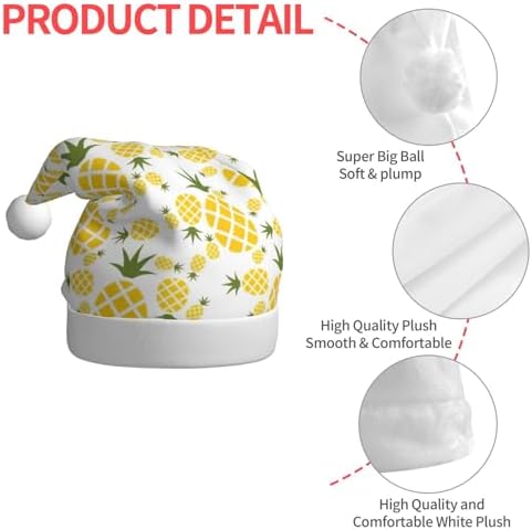 QINZHENG Pineapple Santa Hat Personalized Velvet Plush Christmas Hat for Women Adult