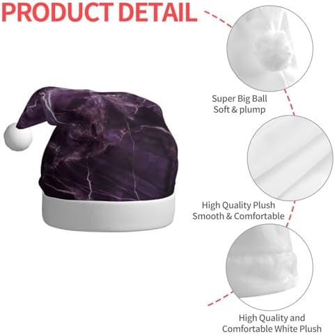 QINZHENG Purple Marble Print Santa Hat for Women Adult