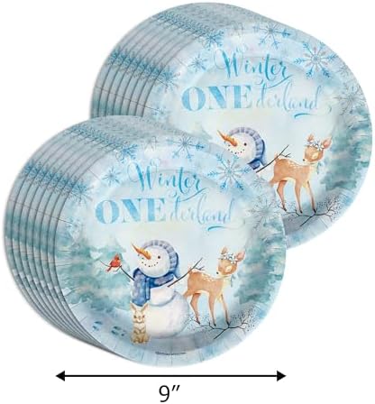 Snowman Snowflake Winter 1st Birthday Tableware Set 64 Piece