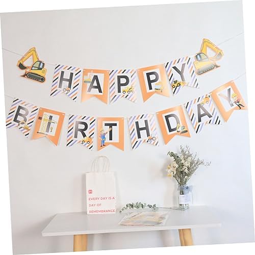 2pcs Excavator Themed Birthday Banners for Boys and Girls