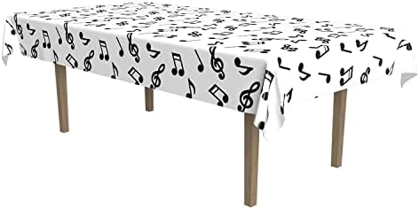 Beistle Musical Notes Tablecover White Black 50s Rock and Roll