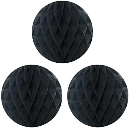 Wrapables 10 Inch Tissue Honeycomb Balls Set of 3 Black