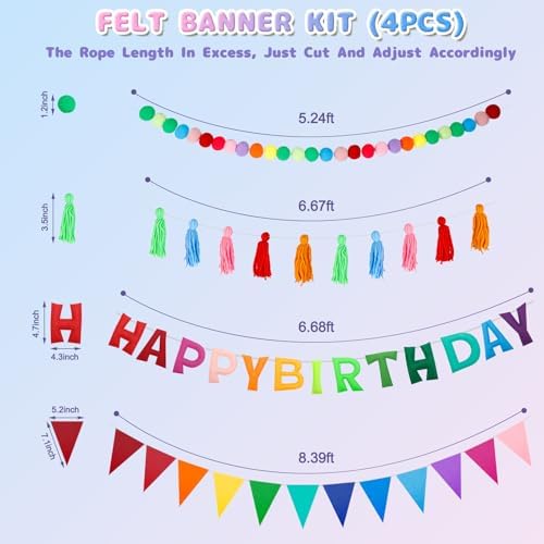 Happy Birthday Decorations Kit - 48 Pcs Balloons Pre-Strung Banners
