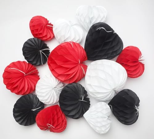 Honeycomb Ball Paper Hearts 15pcs Party Decorations