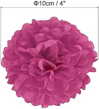PATIKIL 4 Fuchsia Tissue Pom Pom Flowers 10 Pack