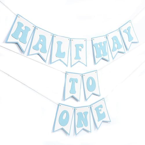 Blue Half Way To One Birthday Banner Decor