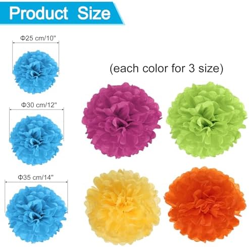 Uxcell 15pcs Tissue Paper Pom Poms Decorations 101214 Inch