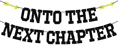 Onto The Next Chapter Banner Black Glitter