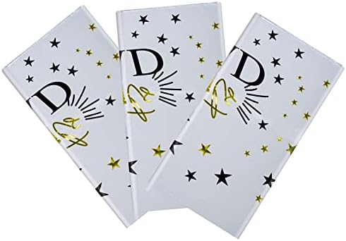 3 Piece Graduation Party Tablecloths Black White Gold