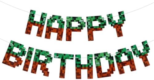 Miner Theme Happy Birthday Banner 10 Feet