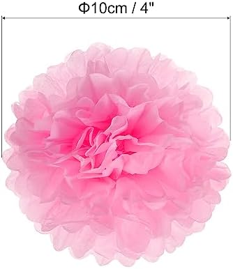 PATIKIL 4 Inch Pink Tissue Pom Pom Flowers 10 Pack