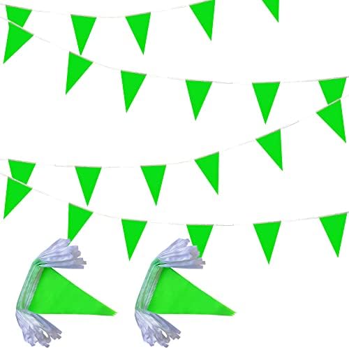 100 Feet Green Pennant Banners for Party Decorations