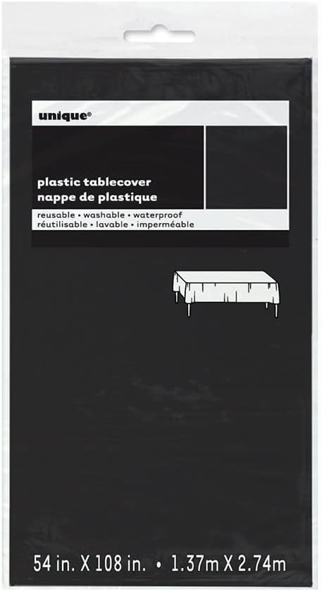 Black Solid Rectangular Plastic Table Cover 54x108