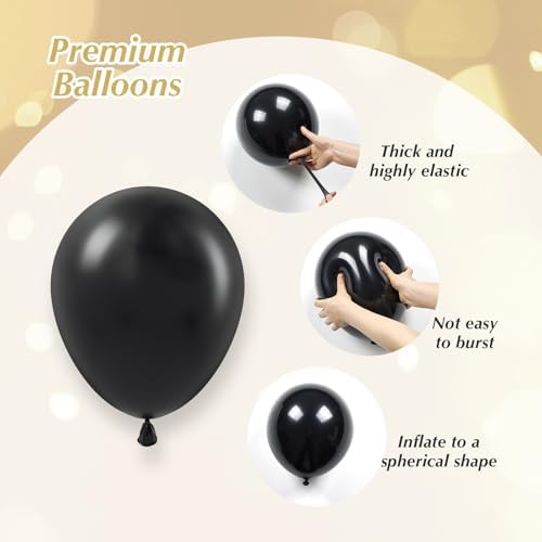 Black and Gold Balloons 60pcs for Birthday Party Decorations