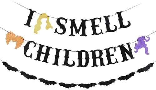 Black Glitter I Smell Children Halloween Banner