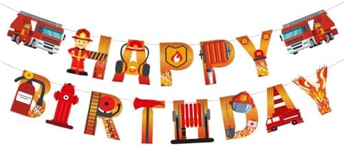 Fireman Birthday Banner with Customizable Length