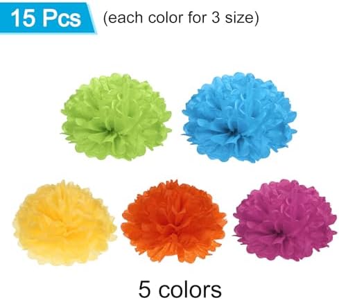 Uxcell 15pcs Tissue Paper Pom Poms Decorations 101214 Inch