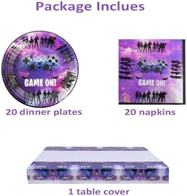 YLILILY Game Theme Partyware Set for Kids 20 Pieces