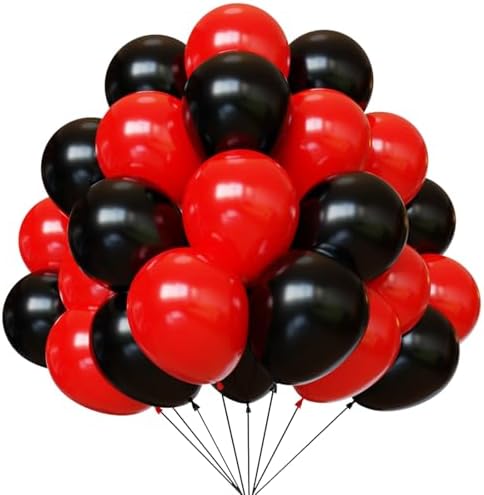 Red and Black Latex Balloons 12 Inch Party Decor Set