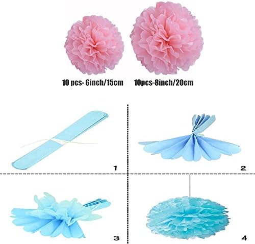 YLYs Love Tissue Pom Poms 20pcs Pink Decor