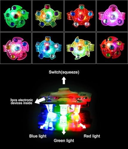 12 Pack Glow in the Dark LED Fidget Spinner Bracelets for Kids