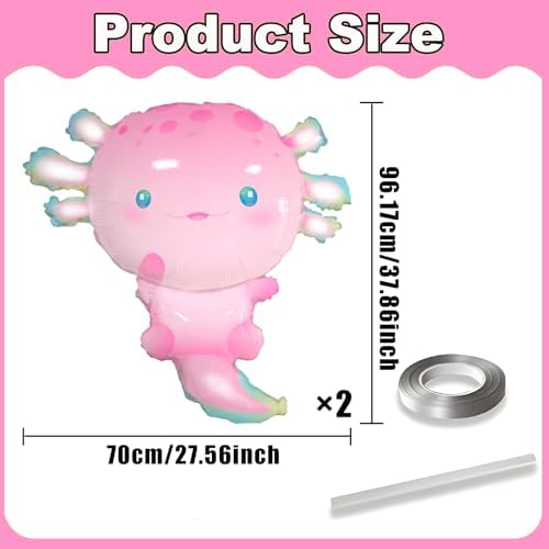 2pcs Axolotl Foil Balloons Birthday Party Decor