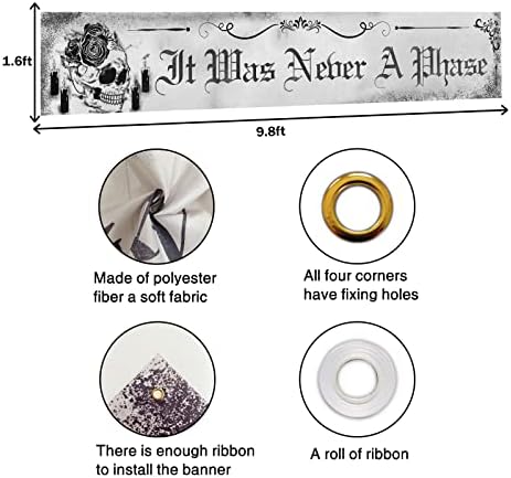 Gothic It Was Never a Phase Black Skull Banner
