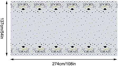 3 Piece Graduation Party Tablecloths Black White Gold