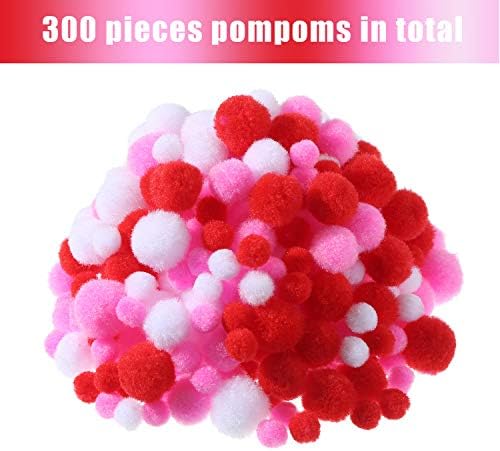 Sumind 300 Pcs Valentine Pom Poms Craft Kit