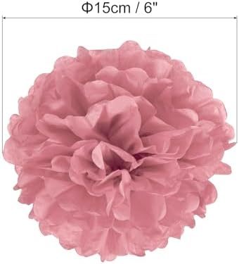 PATIKIL 6 Inch Grey Pink Tissue Pom Poms Flowers 20 Pack