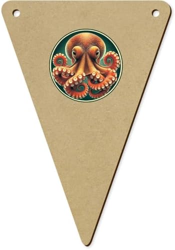 5 x 140mm Angry Octopus Wooden Bunting Flags