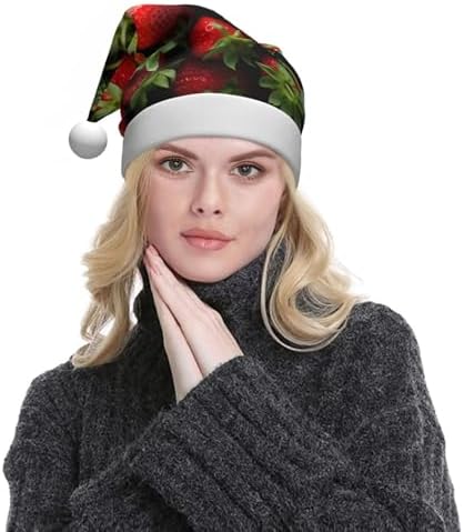 QINZHENG Personalized Santa Hat with Strawberry Print