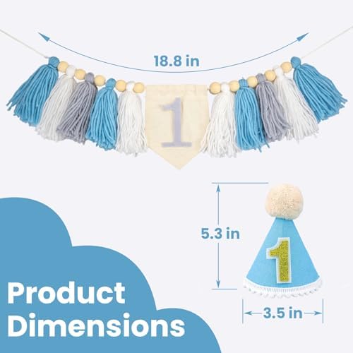 1st Birthday Decorations Set Blue