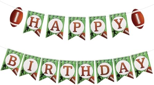 Football and Rugby Happy Birthday Banner for Party Decorations