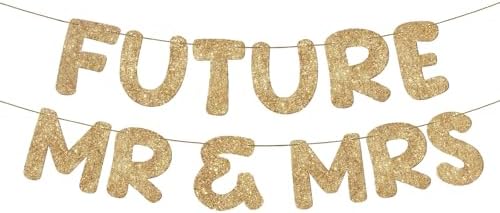 Breling Future Mr Mrs Glitter Gold Engagement Banner