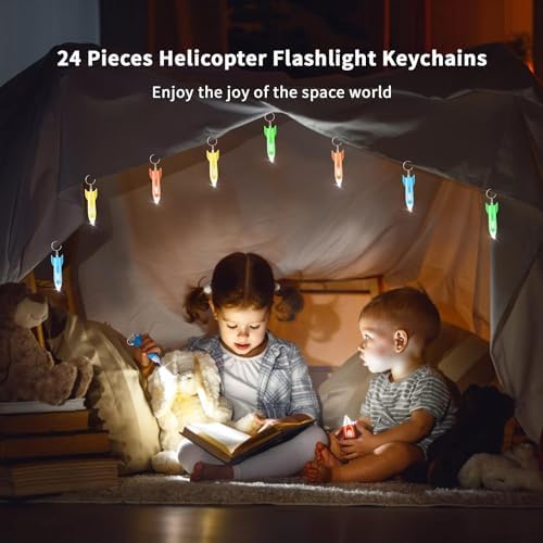 24 Pcs Helicopter LED Flashlight Keychain for Kids