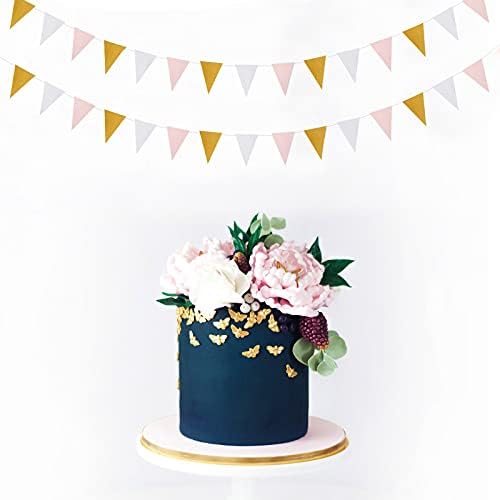Pink White Gold Pennant Banner 2 Pack Decor
