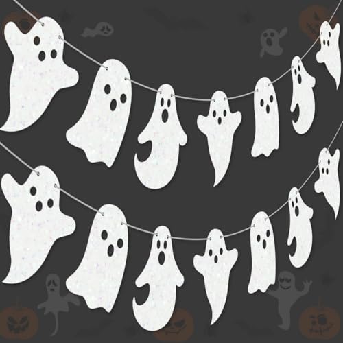 2pcs Halloween Ghost Banners for Haunted House Decor