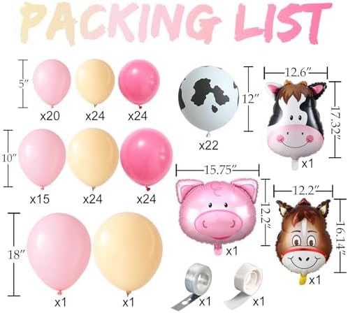 Farm Animals Party Balloon Arch Kit 160Pcs