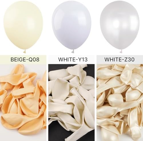 PartyWoo 120 White Balloons Different Sizes Decoration Kit