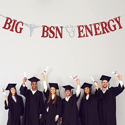 BSN Graduation Banner with Silver Red Glitter