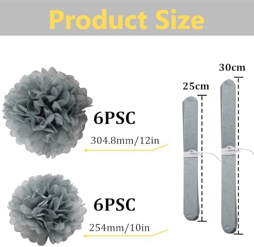 Ruidee 12 Pieces Tissue Paper Pompoms - 10in 12in Hanging Decorations