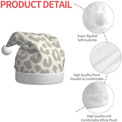 QINZHENG Brown Leopard Print Santa Hat for Women Adult