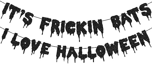 Yisquar Black Glitter Bats Halloween Party Banner