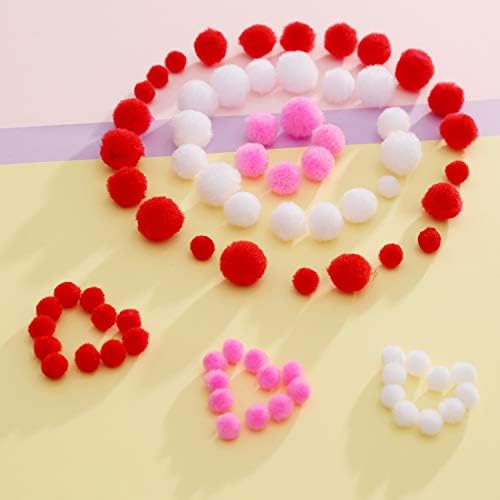 Sumind 300 Pcs Valentine Pom Poms Craft Kit