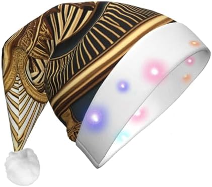 QINZHENG LED Christmas Santa Hat with Velvet Print