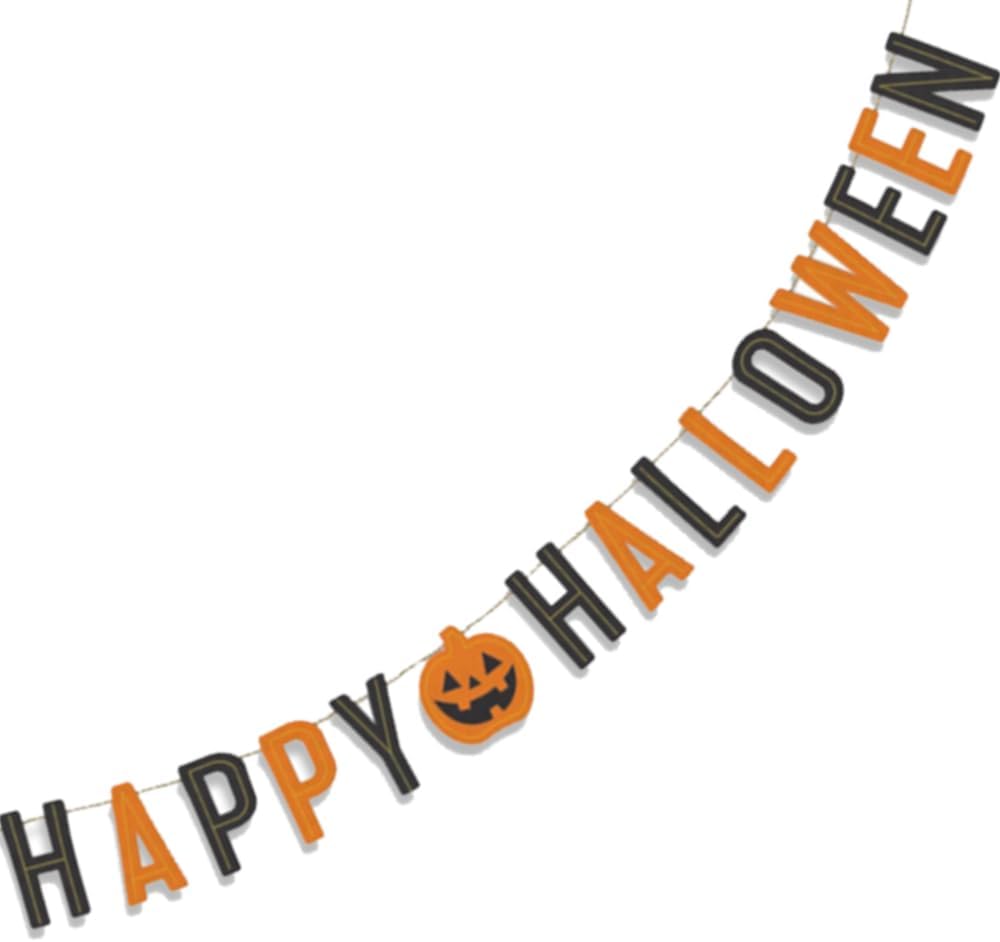 Classic Halloween Felt Banner Orange Black 55x6
