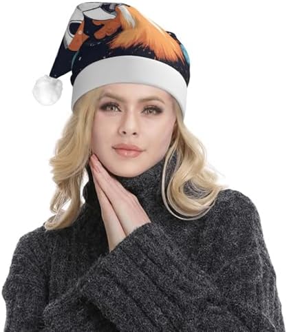 QINZHENG LED Light Up Santa Hat for Adults Christmas Party Hat