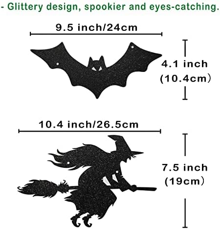 Halloween Decorations Glittery Black Banner Garland Bats
