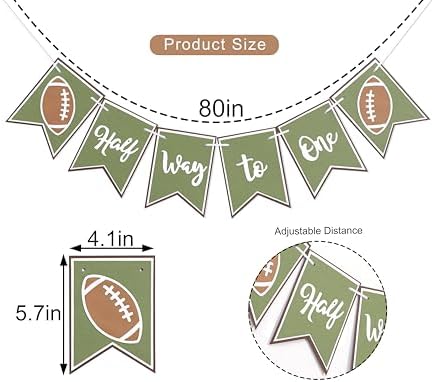 Football Half Birthday Banner for Boys 6 Months Celebration